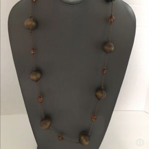 Brown wooden bead 26 inch necklace